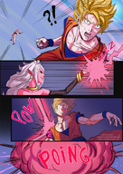 drawing white_hair vore blonde comic long_hair dbz dragon_ball shrunken_man panels pink_skin 1zumy android_21