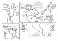 drawing feet comic monochrome barefoot sweat shrunken_man sneakers stink smushedboy babysitter
