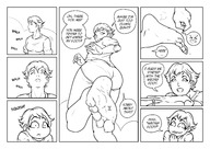 drawing feet comic monochrome handheld barefoot sweat foot_crush shrunken_man smushedboy babysitter stuck_on_sole on_palm