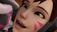 vore shrunken_woman between_fingers imminent_vore pinched digital_render overwatch d.va tracer_(overwatch) spedstar623