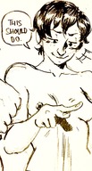 drawing nude monochrome crow sketch looking_down falling pencil looking_at_tiny