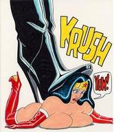 breasts drawing anime superhero boots foot_crush shrunken_woman wonder_woman dc_comics