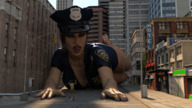 breasts giantess vore city mega mouth barefoot buildings street police lying_down hand caught hat manicure between_buildings justice street_view digital_render amgipi criminals police_officer