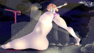 drawing giantess feet city mega color butt destruction rampage angry blood low_angle red_hair gore underboob shorts top crane crop_top sector316