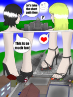 drawing giantess crush feet color destruction toes high_heels sandals cruel jenny