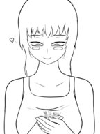 breasts drawing gentle giantess blushing long_hair hugging top saki