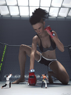 barefoot blood shrunken_people cruel hand_crush punch rings sorenzer0 digital_render martial_arts sportswear