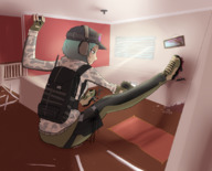 drawing growth color blood green_hair mini_giantess sitting foot_crush amazon trapped indoors xxxgoom ela rainbow_six_siege