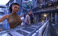 gentle purple_hair macross robotech spaceship green_hair sci-fi zentradi looking_at_tiny digital_render madamemaeve meltlandi industrial