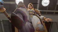 giantess feet blonde looking_down world_of_warcraft point_of_view looking_at_viewer raised_foot imminent_crush digital_render jaina_proudmoore pproky proky
