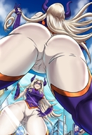 drawing giantess horns city blonde color buildings superhero low_angle posing reflection bryan_lobdell superheroine my_hero_academia mt._lady