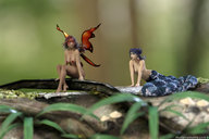 nude tail wings fairy sitting forest shrunken_women tattoo snake_girl digital_render madamemaeve