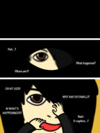 drawing giantess comic black_hair long_hair story shrunken_man dialogue panels honmetgts