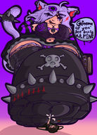 drawing white_hair panties upskirt color cum red_eyes orgasm low_angle boots navel fishnets shrunken_man teasing boot cat_girl leather goth emo skull mspaintgts spikes tread