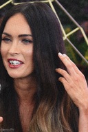 drawing collage long_hair brunette smiling megan_fox between_teeth