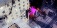 giantess black_hair long_hair destruction clothed handheld climbing angry fighting digital_render randomthug