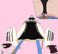 drawing giantess panties upskirt toes barefoot soles blue_hair pink_hair twintails looking_down paddle no_background canoe giantwaifus