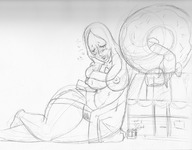 drawing nipples giantess monochrome pubic_hair buildings drunk sketch steven_universe blue_diamond redpanda