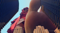 giantess crush collage feet city long_hair barefoot red_hair looking_down loryelle