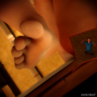 feet comic toes barefoot soles foot_crush shrunken_man emma imminent_crush digital_render ashkiiwolf