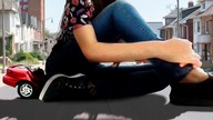 giantess collage long_hair destruction clothed butt_crush jeans shoes brunette street sitting vehicles houses shirt lipeedu