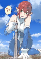 drawing giantess giga city alien color destruction anime gloves red_hair uru roomi tokyo_skytree galaxy_fight