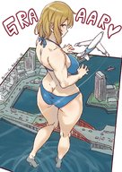 bikini drawing giantess city color smiling airplane sharp_teeth uru daibijin_game