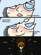 drawing blushing comic color blue_eyes shrinking succubus grey_hair dream_sequence honmetgts