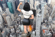 giantess collage city mega black_hair butt destruction skirt wonderslug new_york_city leather_skirt curves yaris_sanchez ringer_tee