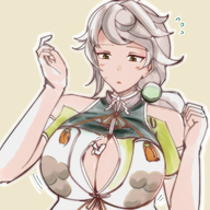 drawing blushing color large_breasts cleavage shrunken_man kantai_collection unryuu between_breasts