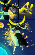 breasts drawing growth giantess white_hair giga alien space comic color destruction rampage skirt gloves planets growth_ray sneakers freckles disney helmet green_skin cosmic_giantess bare_midriff lord_dominator wander_over_yonder iceoff2