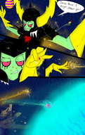 breasts drawing growth giantess white_hair giga alien space comic color gloves sun planets growth_ray freckles disney flicking helmet green_skin cosmic_giantess lord_dominator wander_over_yonder iceoff2