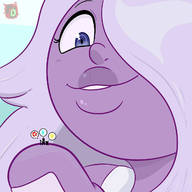 drawing giantess color smiling garnet looking_down purple_skin on_fingertip pearl steven_universe amethyst tdart cartoon_network