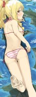 bikini drawing giantess blushing giga blonde color long_hair barefoot lying_down twintails dirty_soles looking_back pointed_ears