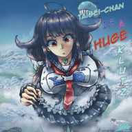 drawing giantess mega color airplane fanart looking_down clouds kantai_collection embernaga taigei