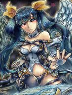 drawing giantess panties blushing earth giga space color large_breasts blue_hair twintails dizzy guilty_gear fanart looking_down embernaga ggxrd