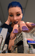 barefoot smiling looking_down indoors shrunken_city digital_render luthorlittle
