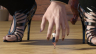 high_heels sandals shrunken_woman looking_up indoors running_away digital_render open_toe luthorlittle