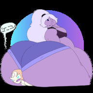 drawing white_hair mini_giantess garnet ssbbw looking_back big_butt purple_skin pearl steven_universe