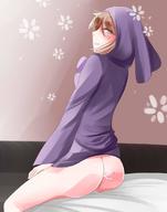drawing giantess butt butt_crush anime smiling red_hair anal_insertion looking_back saintxtail