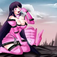 drawing giantess vore blushing mega color purple_hair pink_eyes dangle galacta space_ship imminent_vore marvel_comics saintxtail pink_suit