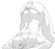 drawing gentle blonde monochrome aroused butt sex kneeling shrunken_man hugging doggystyle