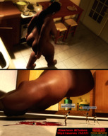 giantess crush feet comic large_breasts blood fart shrunken_woman cruel scat dark_skin smelly voluptuous violence digital_render thick yarifox black