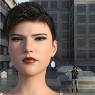 giantess collage city short_hair outdoors earrings boomgts digital_render