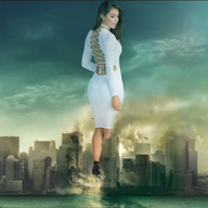 giantess collage city mega long_hair butt destruction brunette walking looking_down outdoors new_york_city captain_rand samaria_regalado