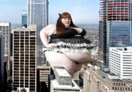 giantess collage city large_breasts long_hair red_hair outdoors voluptuous ssbbw kellie_kay