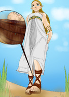 drawing blonde long_hair barefoot climbing smiling sandals walking unaware shrunken_man pointed_ears the_legend_of_zelda greenmatcha link_(the_legend_of_zelda) princess_zelda_(the_legend_of_zelda) climbing_sandal