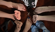 toes barefoot soles sandals pinned under_foot red_nails nail_polish converse digital_render dofus59 discarded_footwear