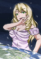giantess earth giga blonde large_breasts long_hair planet looking_down laughing etz