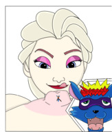 breasts drawing nipples furry anthro color topless looking_down frozen licking_lips no_background elsa